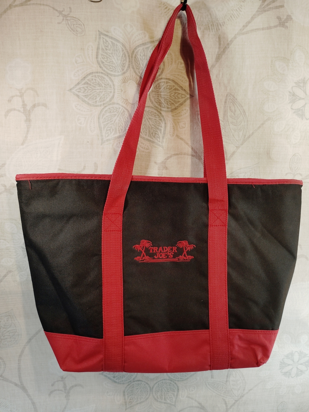 Trader Joe's  Insulated Black and Red Shoulder Tote Bag